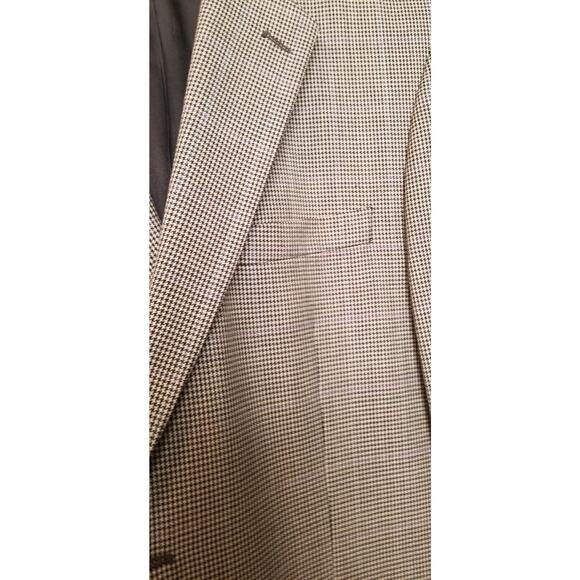 Joseph & Feiss Int'l Blazer Men's Brown Wool Houndstooth Sport Coat Size 44R - Picture 3 of 10